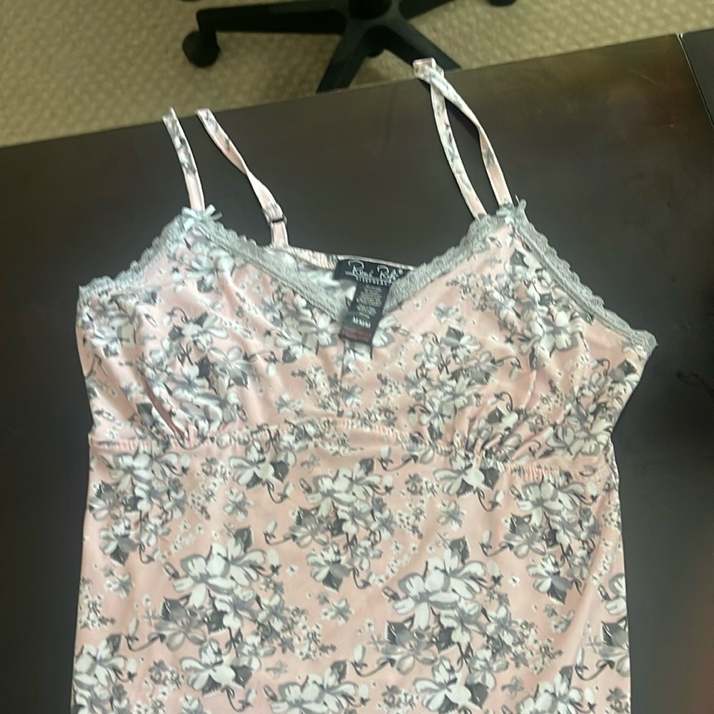 Camisole and matching robe tie in front